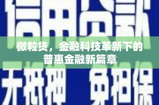曹妃甸微粒贷，金融科技革新下的普惠金融新篇章