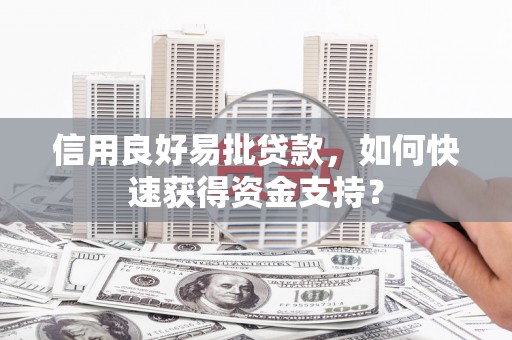 曹妃甸信用良好易批贷款，如何快速获得资金支持？
