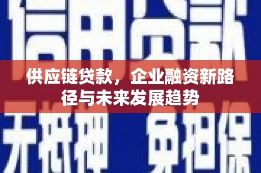 曹妃甸供应链贷款，企业融资新路径与未来发展趋势