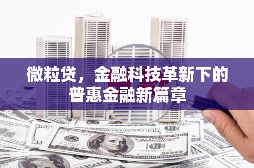 曹妃甸微粒贷，金融科技革新下的普惠金融新篇章