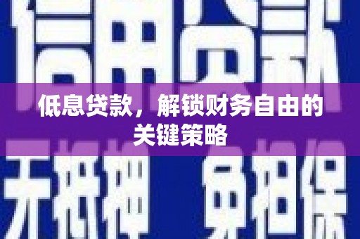 曹妃甸低息贷款，解锁财务自由的关键策略
