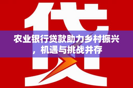 曹妃甸农业银行贷款助力乡村振兴，机遇与挑战并存