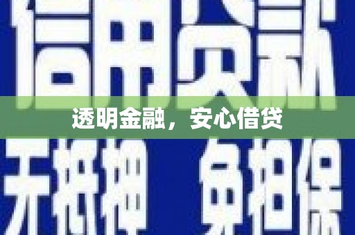 曹妃甸透明金融，安心借贷